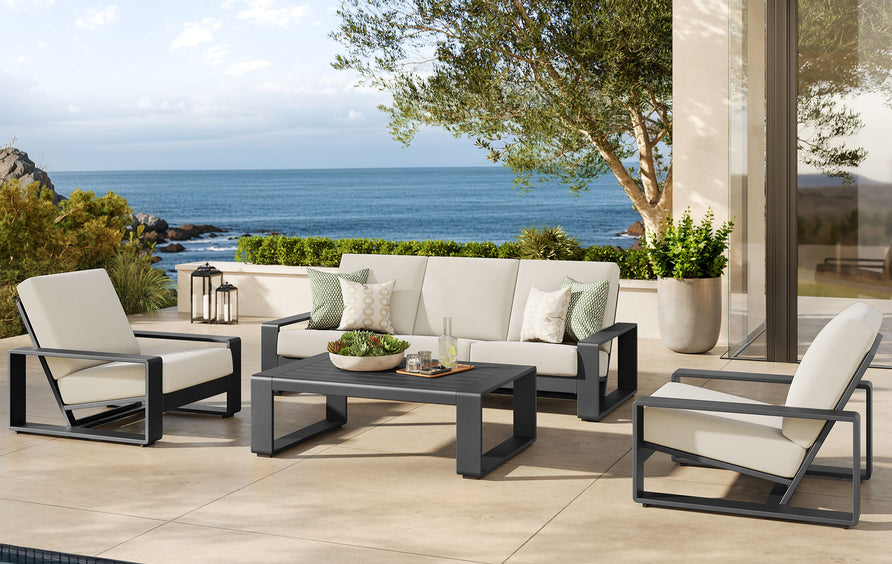 Bramble 4-Piece Outdoor Patio Aluminum Furniture Set in Cream