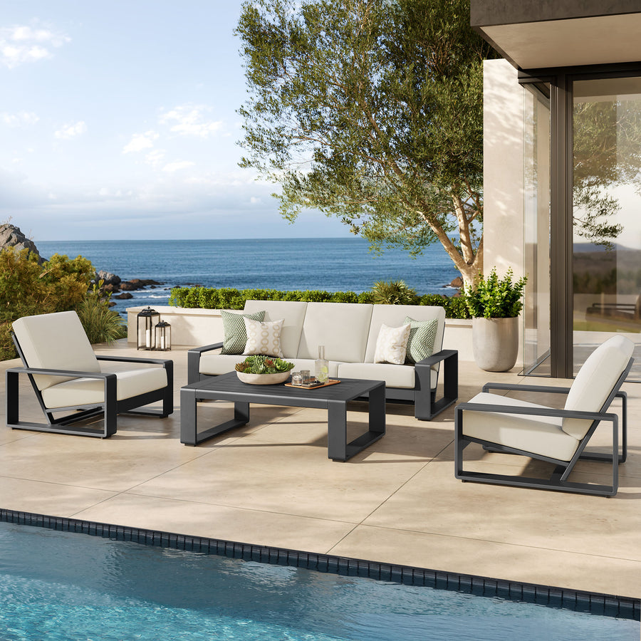 Bramble 4-Piece Outdoor Patio Aluminum Furniture Set in Cream