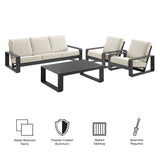 Bramble 4-Piece Outdoor Patio Aluminum Furniture Set in Cream