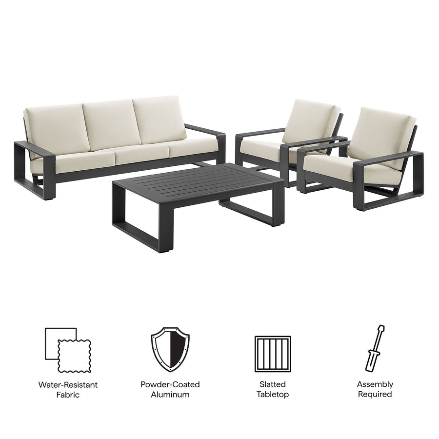 Bramble 4-Piece Outdoor Patio Aluminum Furniture Set in Cream