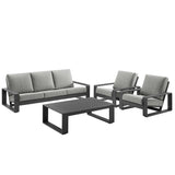 Bramble 4-Piece Outdoor Patio Aluminum Furniture Set in Light Gray