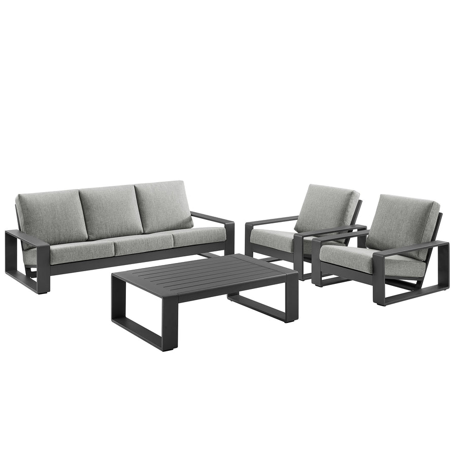Bramble 4-Piece Outdoor Patio Aluminum Furniture Set in Light Gray