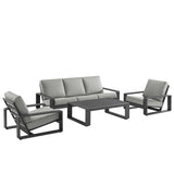 Bramble 4-Piece Outdoor Patio Aluminum Furniture Set in Light Gray