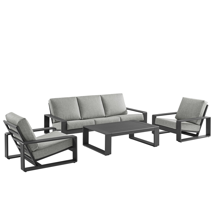 Bramble 4-Piece Outdoor Patio Aluminum Furniture Set in Light Gray
