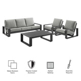 Bramble 4-Piece Outdoor Patio Aluminum Furniture Set in Light Gray