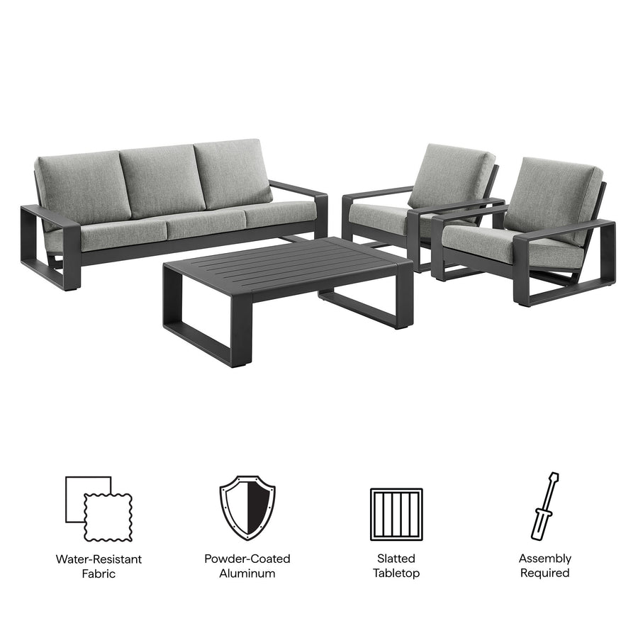 Bramble 4-Piece Outdoor Patio Aluminum Furniture Set in Light Gray