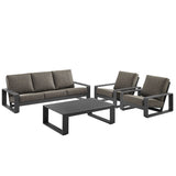 Bramble 4-Piece Outdoor Patio Aluminum Furniture Set in Smoke