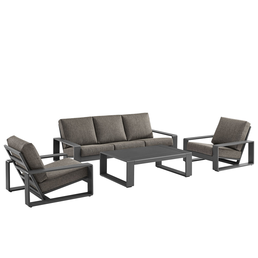 Bramble 4-Piece Outdoor Patio Aluminum Furniture Set in Smoke