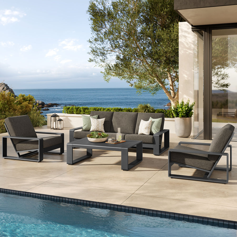 Bramble 4-Piece Outdoor Patio Aluminum Furniture Set in Smoke