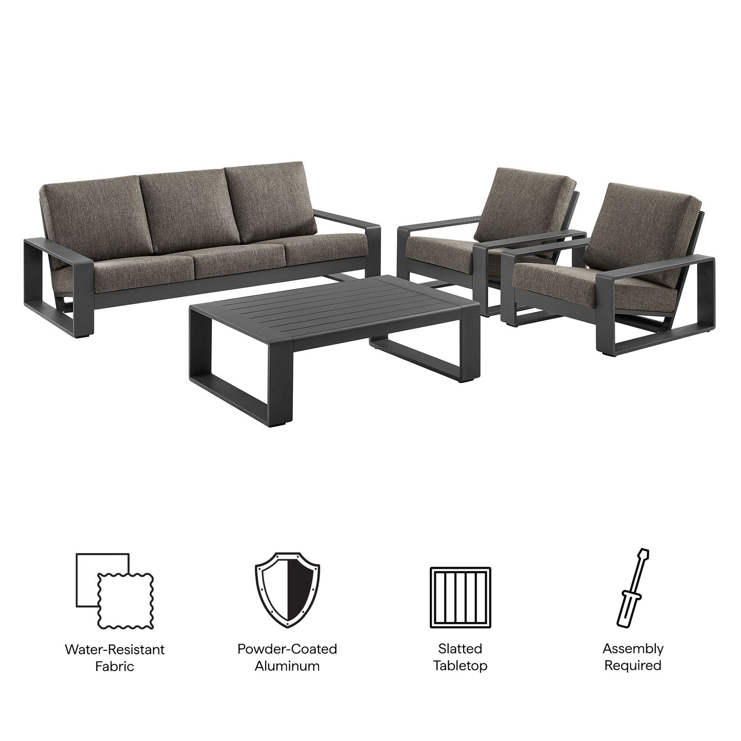 Lirienne 4-Piece Outdoor Patio Aluminum Furniture Set by Furniture For America