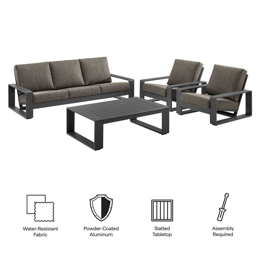 Bramble 4-Piece Outdoor Patio Aluminum Furniture Set in Smoke