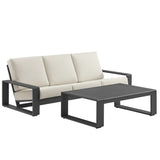 Bramble 2-Piece Outdoor Patio Aluminum Furniture Set in Cream Gray