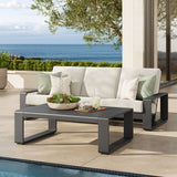 Bramble 2-Piece Outdoor Patio Aluminum Furniture Set in Cream Gray