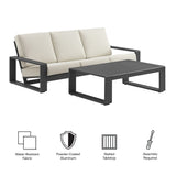 Bramble 2-Piece Outdoor Patio Aluminum Furniture Set in Cream Gray