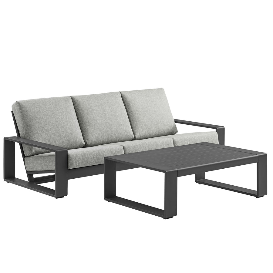 Bramble 2-Piece Outdoor Patio Aluminum Furniture Set in Light Gray