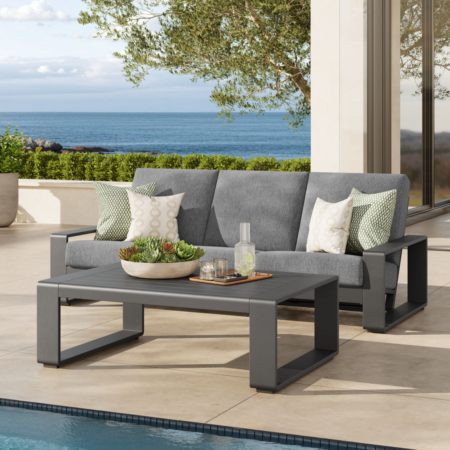 Bramble 2-Piece Outdoor Patio Aluminum Furniture Set in Light Gray