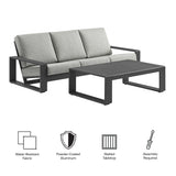 Bramble 2-Piece Outdoor Patio Aluminum Furniture Set in Light Gray