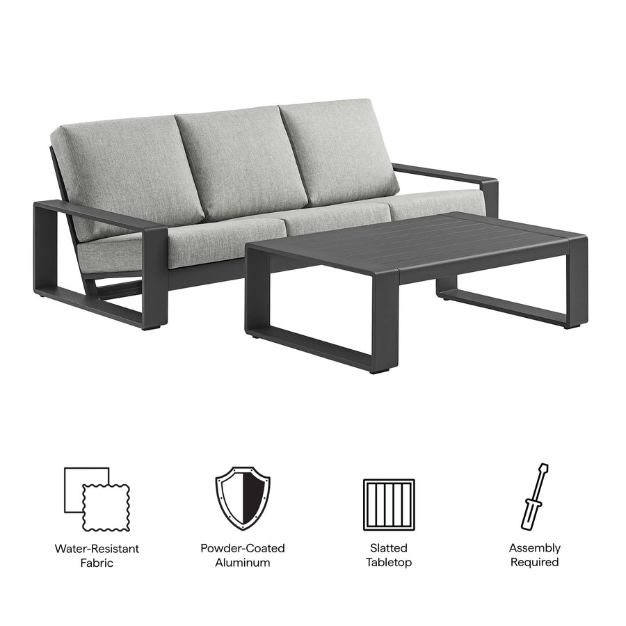 Bramble 2-Piece Outdoor Patio Aluminum Furniture Set in Light Gray