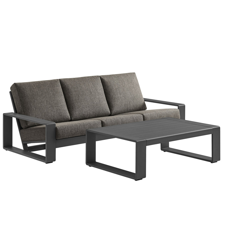 Bramble 2-Piece Outdoor Patio Aluminum Furniture Set in Smoke