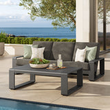 Bramble 2-Piece Outdoor Patio Aluminum Furniture Set in Smoke