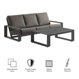 Bramble 2-Piece Outdoor Patio Aluminum Furniture Set in Smoke