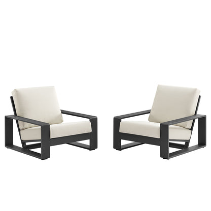 Lirienne Outdoor Patio Aluminum Faux Wood Armchairs Set of 2 by Furniture For America