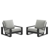 Bramble Outdoor Patio Aluminum Faux Wood Armchairs Set of 2 in Light Gray