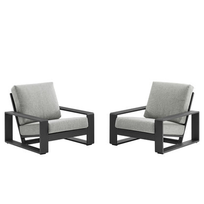 Lirienne Outdoor Patio Aluminum Faux Wood Armchairs Set of 2 by Furniture For America