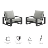 Bramble Outdoor Patio Aluminum Faux Wood Armchairs Set of 2 in Light Gray