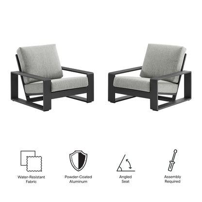 Lirienne Outdoor Patio Aluminum Faux Wood Armchairs Set of 2 by Furniture For America