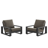 Bramble Outdoor Patio Aluminum Faux Wood Armchairs Set of 2 in Smoke