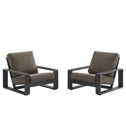 Lirienne Outdoor Patio Aluminum Faux Wood Armchairs Set of 2 by Furniture For America