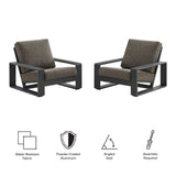 Bramble Outdoor Patio Aluminum Faux Wood Armchairs Set of 2 in Smoke
