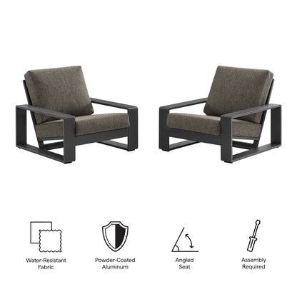 Lirienne Outdoor Patio Aluminum Faux Wood Armchairs Set of 2 by Furniture For America