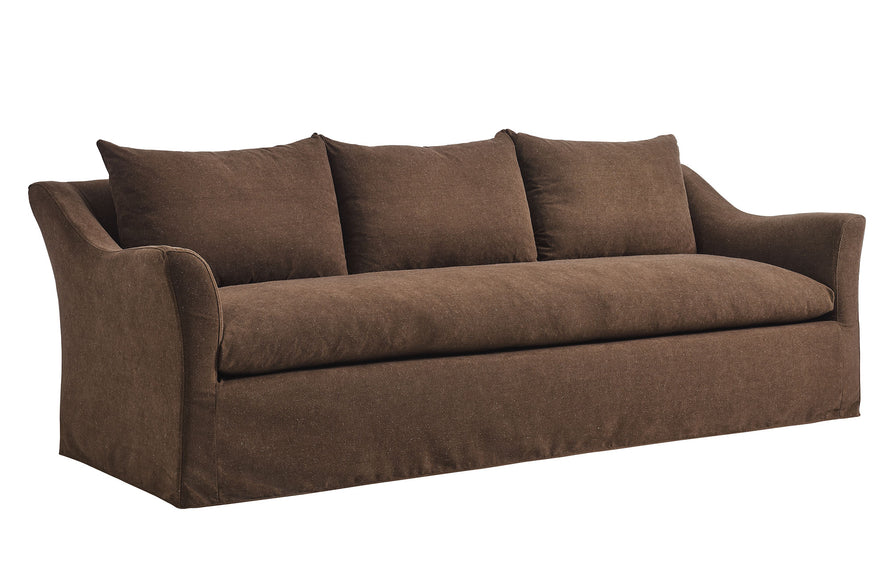 Malbec 92" Linen Blend Slipcovered Sofa in Cocoa