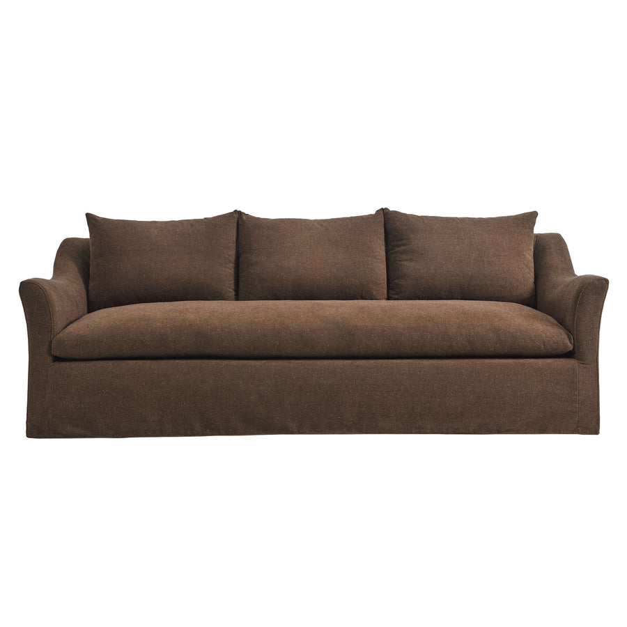 Malbec 92" Linen Blend Slipcovered Sofa in Cocoa
