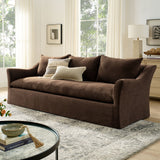 Malbec 92" Linen Blend Slipcovered Sofa in Cocoa