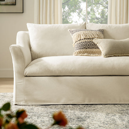 Somerset 92" Linen Blend Slipcovered Sofa in Linen