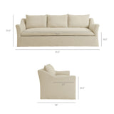 Malbec 92" Linen Blend Slipcovered Sofa in Linen