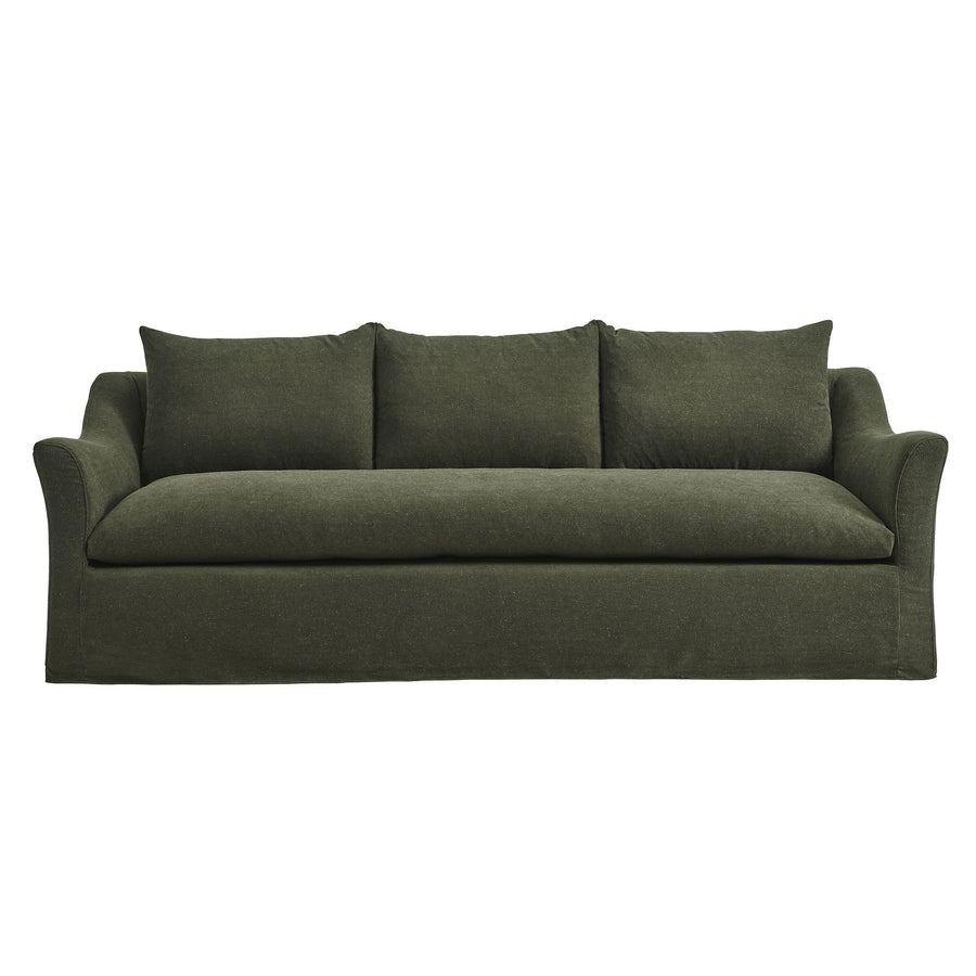 Malbec 92" Linen Blend Slipcovered Sofa in Sage