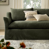 Malbec 92" Linen Blend Slipcovered Sofa in Sage