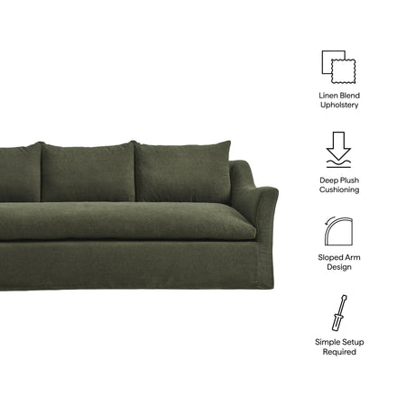 Somerset 92" Linen Blend Slipcovered Sofa in Sage