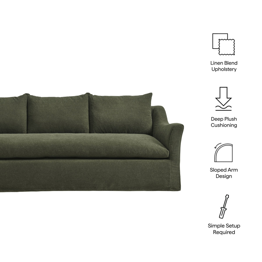 Malbec 92" Linen Blend Slipcovered Sofa in Sage