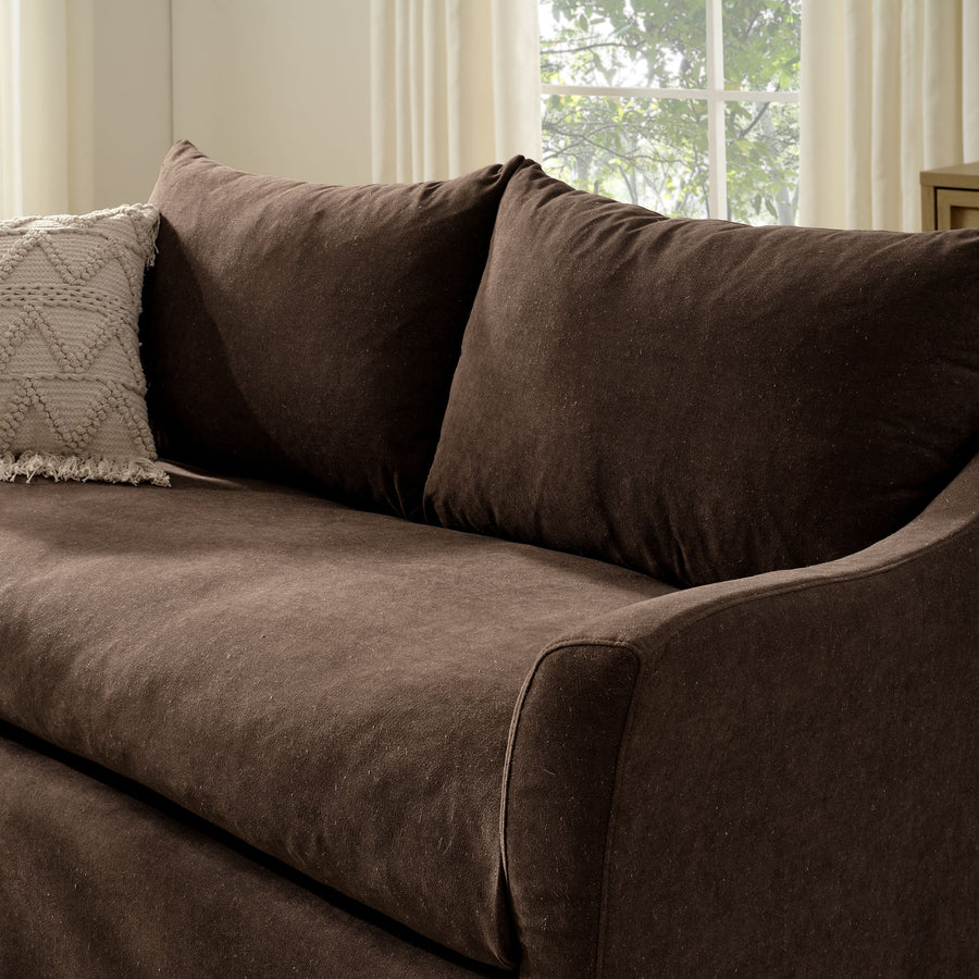 Malbec 70" Linen Blend Slipcovered Loveseat in Cocoa