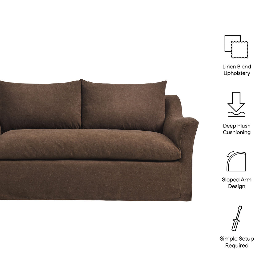 Malbec 70" Linen Blend Slipcovered Loveseat in Cocoa