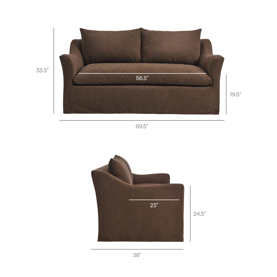 Malbec 70" Linen Blend Slipcovered Loveseat in Cocoa