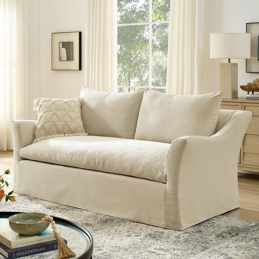 Malbec 70" Linen Blend Slipcovered Loveseat in Linen