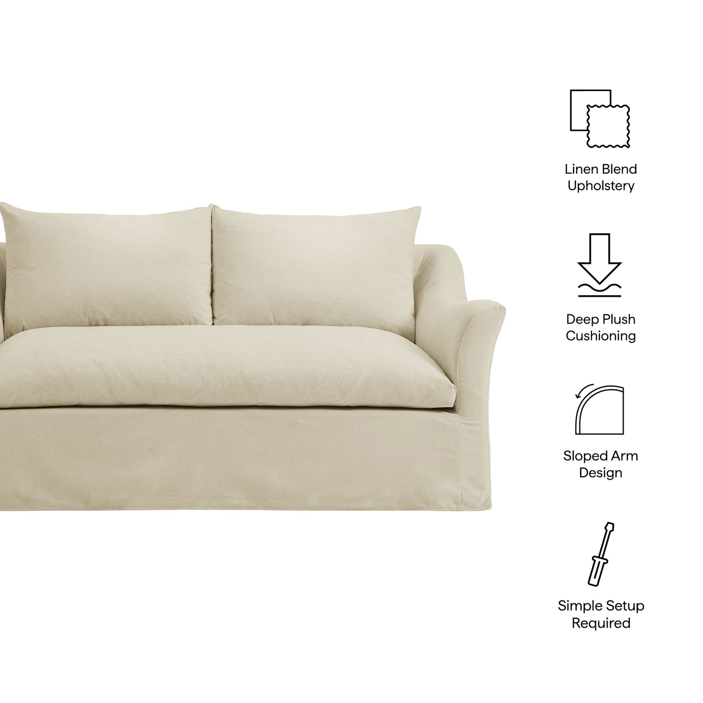 Malbec 70" Linen Blend Slipcovered Loveseat in Linen