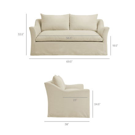 Somerset 70" Linen Blend Slipcovered Loveseat in Linen