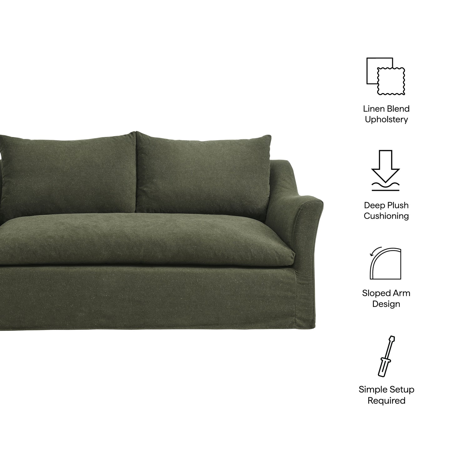 Malbec 70" Linen Blend Slipcovered Loveseat in Sage